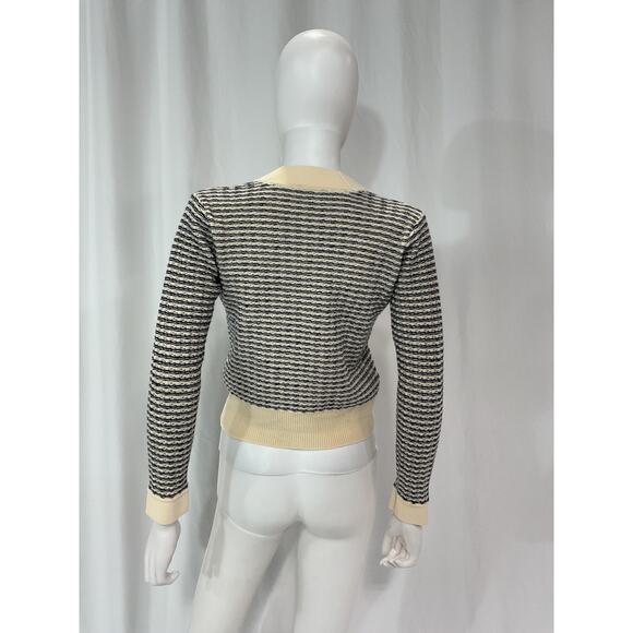 Sandro 'Stripe' White Wool & Cashmere Cardigan Size 0 - Picture 3 of 5